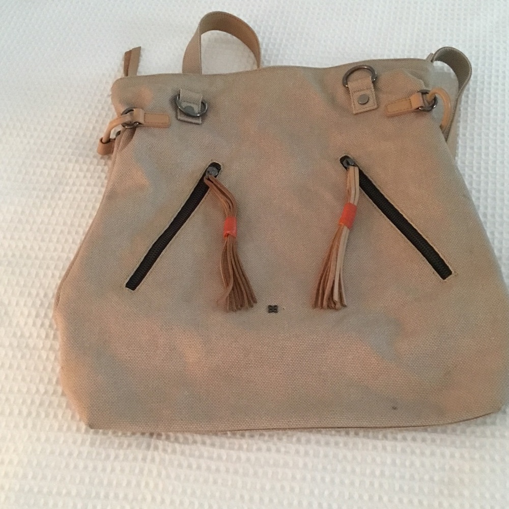 Neutral Beige Women's Tassel Backpack Tote